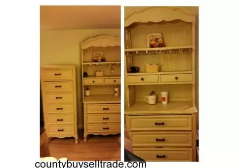 PRICE REDUCTION: vintage dresser and bakers rack set