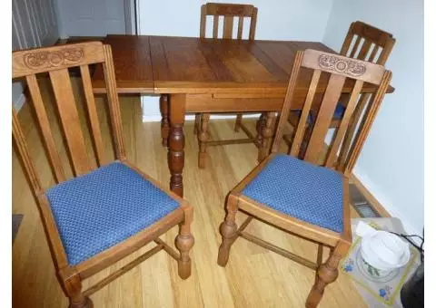 Antique Oak Dining Table and Chairs